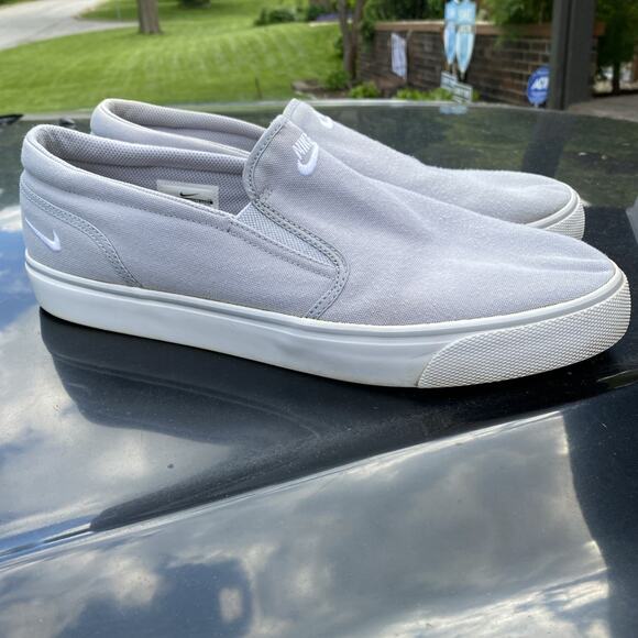 Nike SB Toki Canvas Slip On Low Top Size 13 Shoes Gray White 724762-010 Slippers - Picture 3 of 9